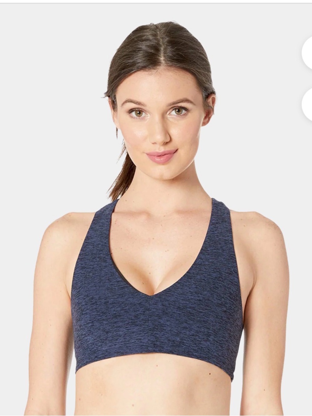ALO Yoga Alosoft Base Bra Racerback Blue V Neck Light-Medium Support SZ Large